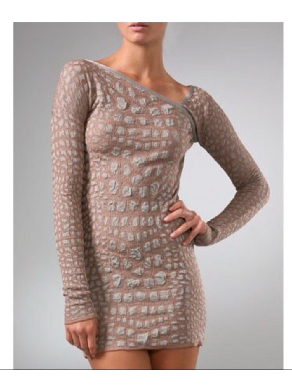 Missoni Taupe and Light Gray Mini Bodycon Dress